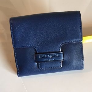 Kate Spade ♠️ blue leather &polka dot wallet-Great